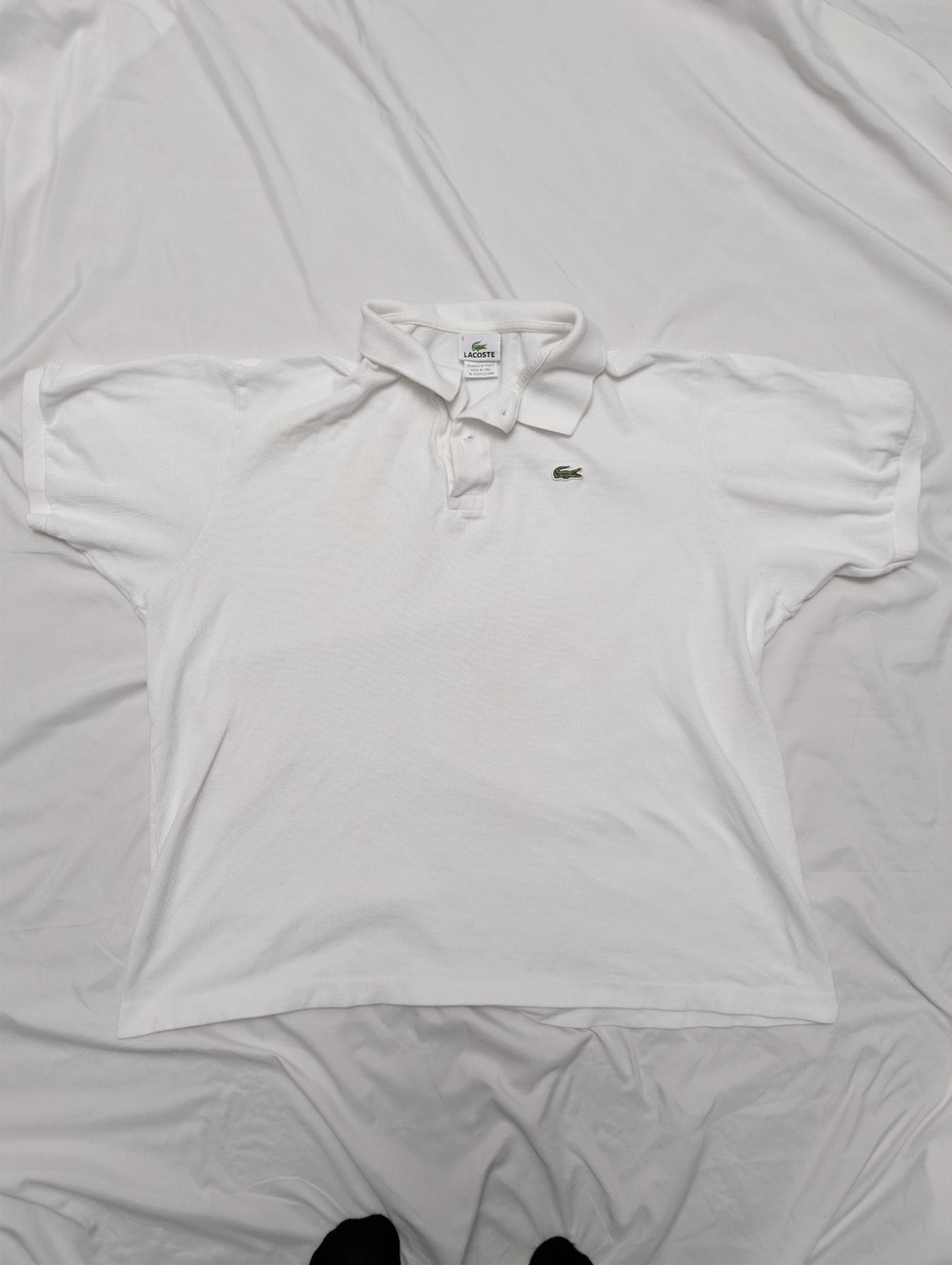 Lacoste Polo Shirt Men’s Size 8 XXL White Pique Cotton Crocodile Made Peru